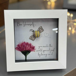Mini Framed Pebble Art - 'Bee yourself.. you make the world special..'