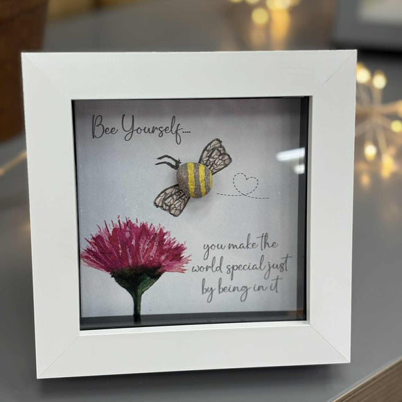 Mini Framed Pebble Art - 'Bee yourself.. you make the world special..'