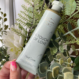 50ml Tube of hydrating fragranced Hand Cream
Fragrance - Fig Deluxe, luxurious scent notes
Quote on the Tube - Touch of Love