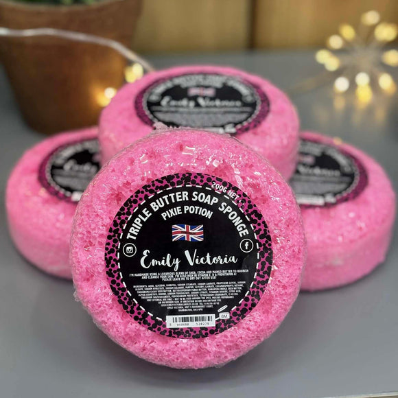 Emily Victoria Candles Collection - Soap Sponges. 

Handmade triple butter soap sponges; fabulous for moisturising and nourishing your skin!
Fragrance - Pixie Potion (inspired by Lush Snow Fairy)