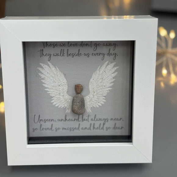 Mini Framed Pebble Art - 'Those we love don't go away...'