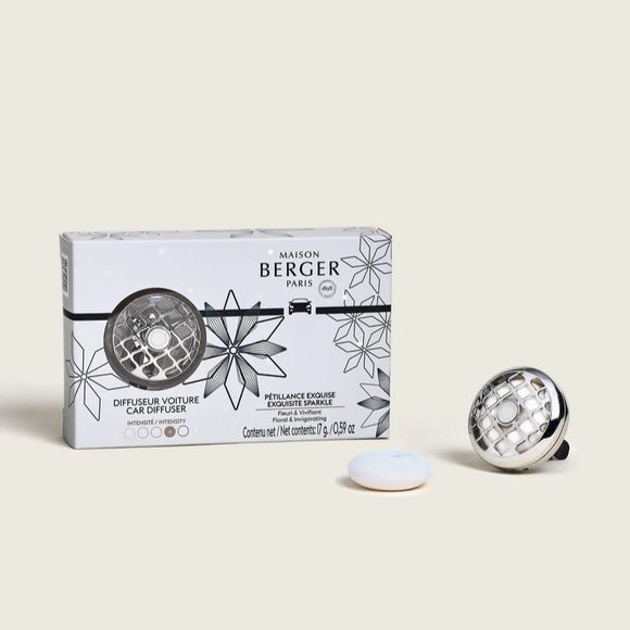 Maison Berger - Rosalie Car Diffuser Set 
Rosalie Diffuser Set with Exquisite Sparkle Fragrance