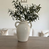 Off-White large Ceramic Glazed Vase with Twisted handles H40cm