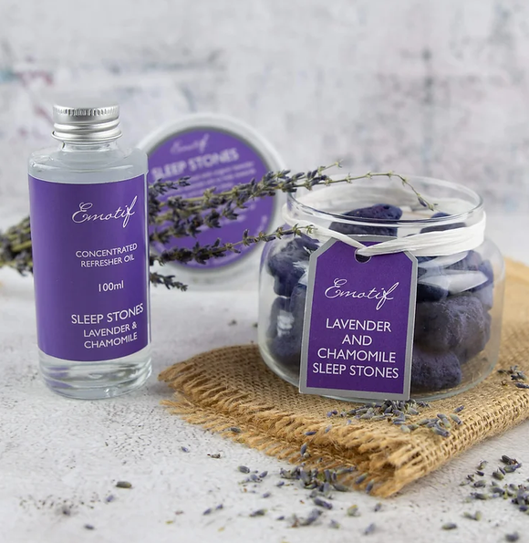 Aromatherapy Gift Set - Lavender & Chamomile Sleep Stones with Refresher Oil