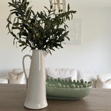 Off White Tall slim Tudor Rose ceramic glazed Jug H39cm
