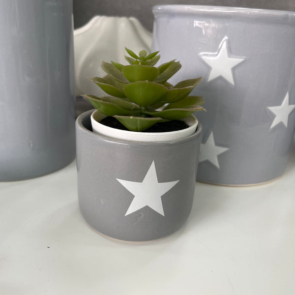 Retreat - White Star Grey Ceramic Pots - Small