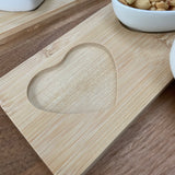 Wooden Serving Board with Heart Dishes - 2 sizes