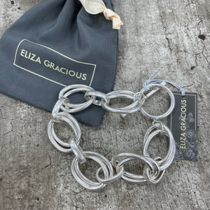 Eliza Gracious chunky linked chain Bracelet - Matt Silver & Silver with a T bar fastener  EB0414