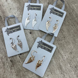 Eliza Gracious - quality affordable design led branded costume jewellery.  Curved Chilli Heart Dropper Earrings *Best Sellers* Available in Silver, Matt Silver, Pale Gold, Matt Pale Gold