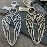 Eliza Gracious Silver Twin Angel Wing Keyring - Burnished Silver or Pale Gold
