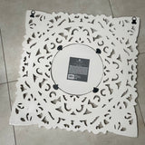 Sculpted Whitewashed Mirror Flower Panel 58cm