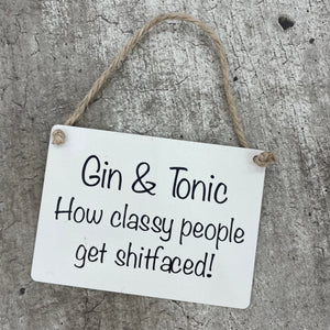 Mini Metal Hanging Signs 9cm  with jute string Perfect fun gift about Drinking Quotes;