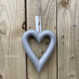 Retreat - Grey Chubby Hanging Wooden Heart