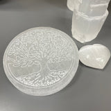 Crystal Selenite Charging Plate - Tree of Life