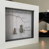 Mini Framed Pebble Art - White block square frame 12.5cm 'A grandparent has silver in their hair and gold in their heart'