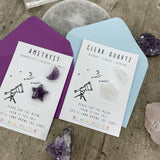Crystal Star & Moon On Card - Clear Quartz