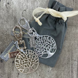 Eliza Gracious Tree of Life Keyring - Pale Gold or Burnished Silver