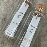 A sweet set of sunshine earrings beautifully presented in a message bottle on a card that reads "You've got this"  Sterling Silver available in Gold & Silver