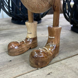 Teak Wooden Standing Ducks in Boots - Small BOOTS close up