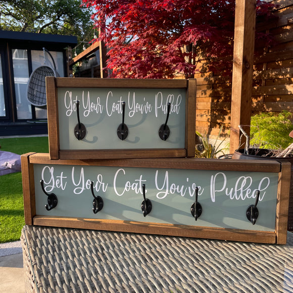 Wooden Plaque with Hooks