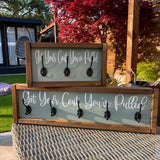 Wooden Plaque with 3 Hooks 'Get your coat, you've pulled!'
