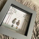 Mini Framed Pebble Art - Grey block square frame 12.5cm 'Grow old with me. the best is yet to be'