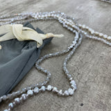 Eliza Gracious Long Freshwater Pearl Necklace with Open Heart Pendant Available in Light Grey or Cream Pearl