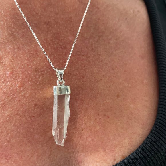 Crystal Point Pendant Necklace - Clear Quartz