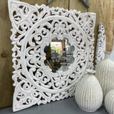 Sculpted Whitewashed Mirror Flower Panel 58cm