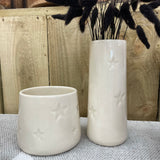 Ceramic Star Debossed Cream Vase
