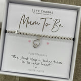 Life Charms the Thoughtful Jewellery Co. Just Because Bracelet Collection; Mum To Be The first step a baby takes is to your heart x