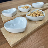 Wooden Serving Board with Heart Dishes - 2 sizes