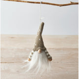 Knitted Hanging/Sitting Gonk 10cm - Taupe & Grey