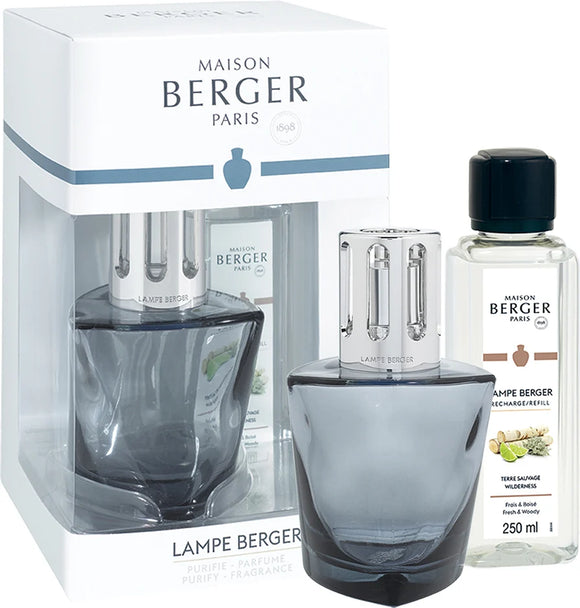 Maison Berger Terra Gift pack;
Black glass Terra lamp 
Dreams of Oriental - 250ml Wilderness fragrance  4784