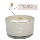 Scented Soy Candle with Message in Bottle  - Happy Birthday