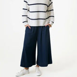 Wide Leg Culottes in Linen Viscose & Elastic waist - Navy