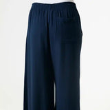 Wide Leg Culottes in Linen Viscose & Elastic waist - Navy