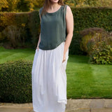 Dreams London
Linen Viscose Button Back Vest Top
Colour - Khaki&nbsp;
Available in 2 sizes - S/M &amp; M/L&nbsp;
