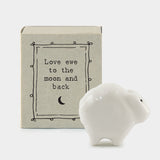 East of India quotable matchbox collection Porcelain Sheep presented in a small matchbox with the words; ' Love Ewe to the Moon and Back'