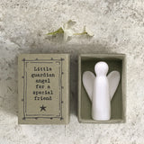East of India quotable matchbox collection Porcelain Angel presented in a small matchbox with the words; 'Little guardian angel for a special friend'