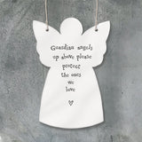 East of India Hanging Porcelain Angel with a meaningful quotes; 'Guardian Angels up above please protect the ones we love' 4047
