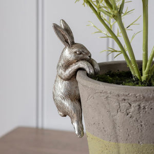 Pot Hangers adding character to your Planter or vase; Pippa Hare Pot Hanger H11cm - Off-White & Silver