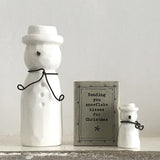 East of India Christmas - Matchbox Porcelain Snowman - big and small