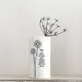 East of India Porcelain Small Quotable Vase; Home is where friends meet, family gather and love grows