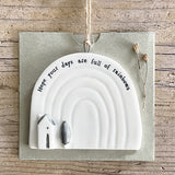 East of India 6676 -Hanging porcelain rainbow with a meaningful message 'Hope your days are full of rainbows'