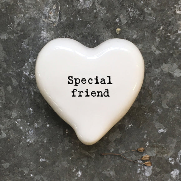 East of India Quotable pebble collection -  White Heart Pebble 'Special Friend'