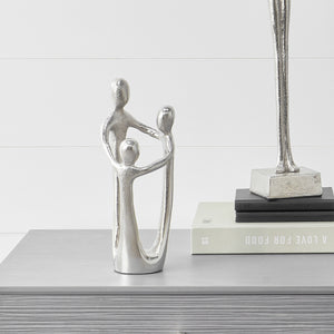 Pacific Lifestyle Silver Metal Family Statue