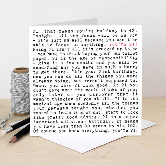 Wise Words Quotable Card - 21st Birthday   Coulson Macleod