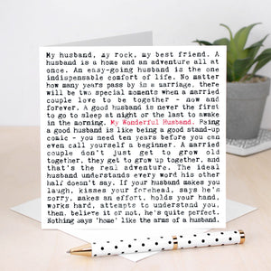 Wise Words Quotable Card - 'Husband' Coulson Macleod Anniversary Birthday Husband Greeting Card