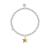 Gold Star Charm on Silver elastic bracelet